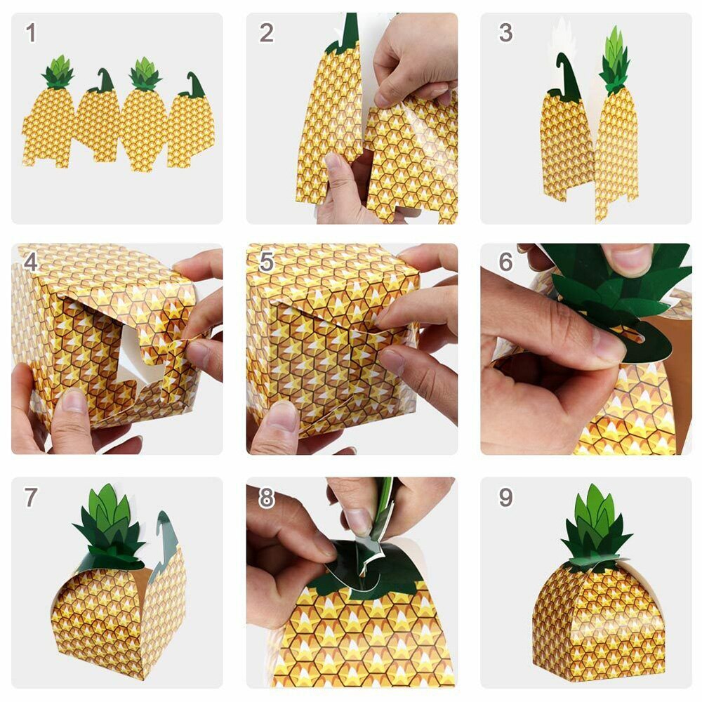 24 Stks/set Papier Ananas Tas Ananas Snoep Zakken Diy Bruiloft Gunsten Dozen Snoep Thuis Birthday Party Benodigdheden