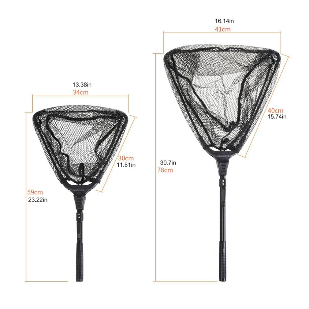 Folding Fishing Brail Net Telescopic Collapsible Rhombus Single Section Triangle Dip Landing Pole Scoop Net Tool For Fly Fishing