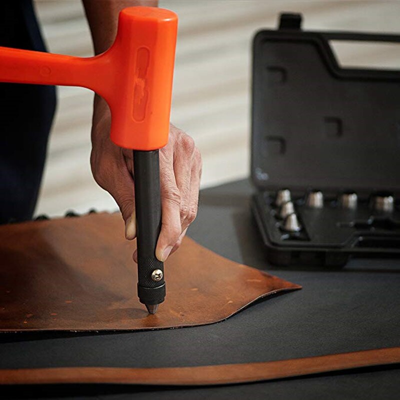 Large set of 10 best interchangeable hollow punches, heavy duty with handle, hand tool XH8Z JA10