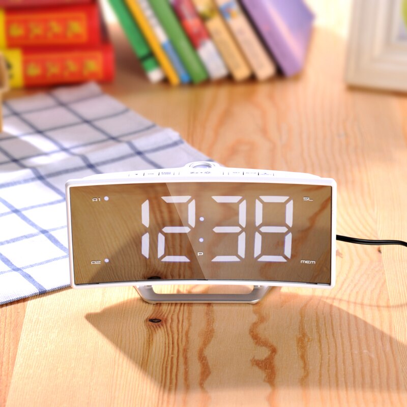 Elektronisk vekkerklokke projektor klokke speil klokke smart luminova bord til kontor soverom moderne led digital klokke fm radio