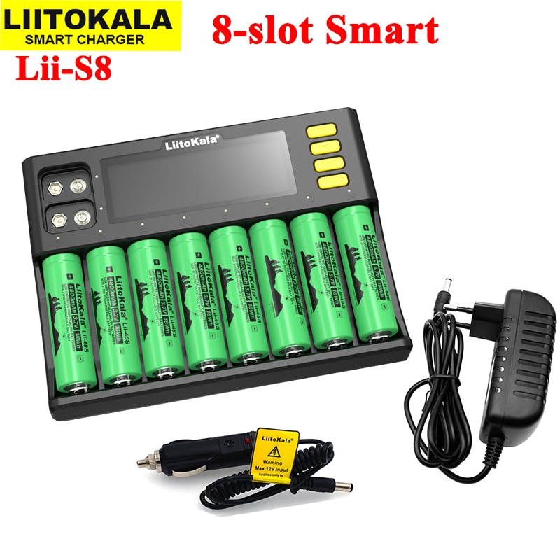 Liitokala Lii-S8 Battery Charger Li-Ion 3.7V Nimh 1.2V Li-FePO4 3.2V Imr 3.8V Lader Voor 18650 26650 21700 26700 Aa Aaa
