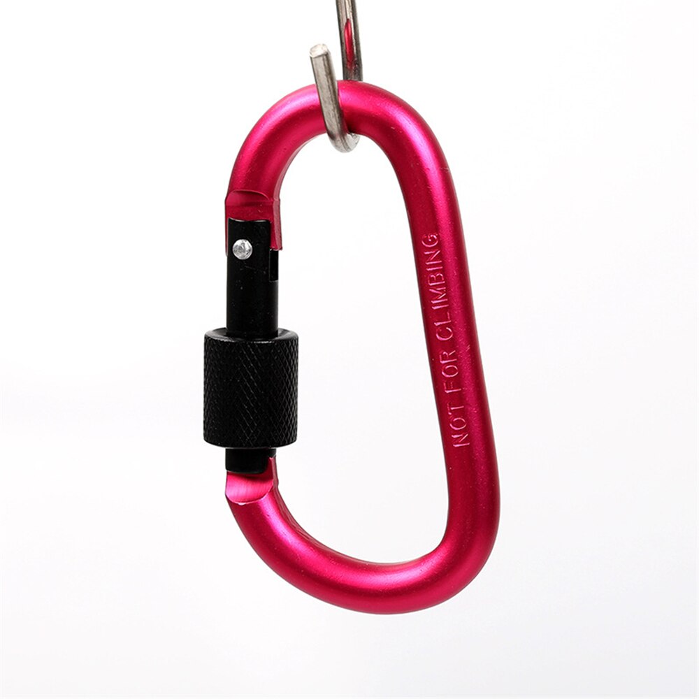 1set = 6 Uds de aleación de aluminio de la audaz tuerca larga hebilla mosquetón No 8 D-Tipo de llavero mosquetón con tornillo de bloqueo para acampar y pescar: rose Red