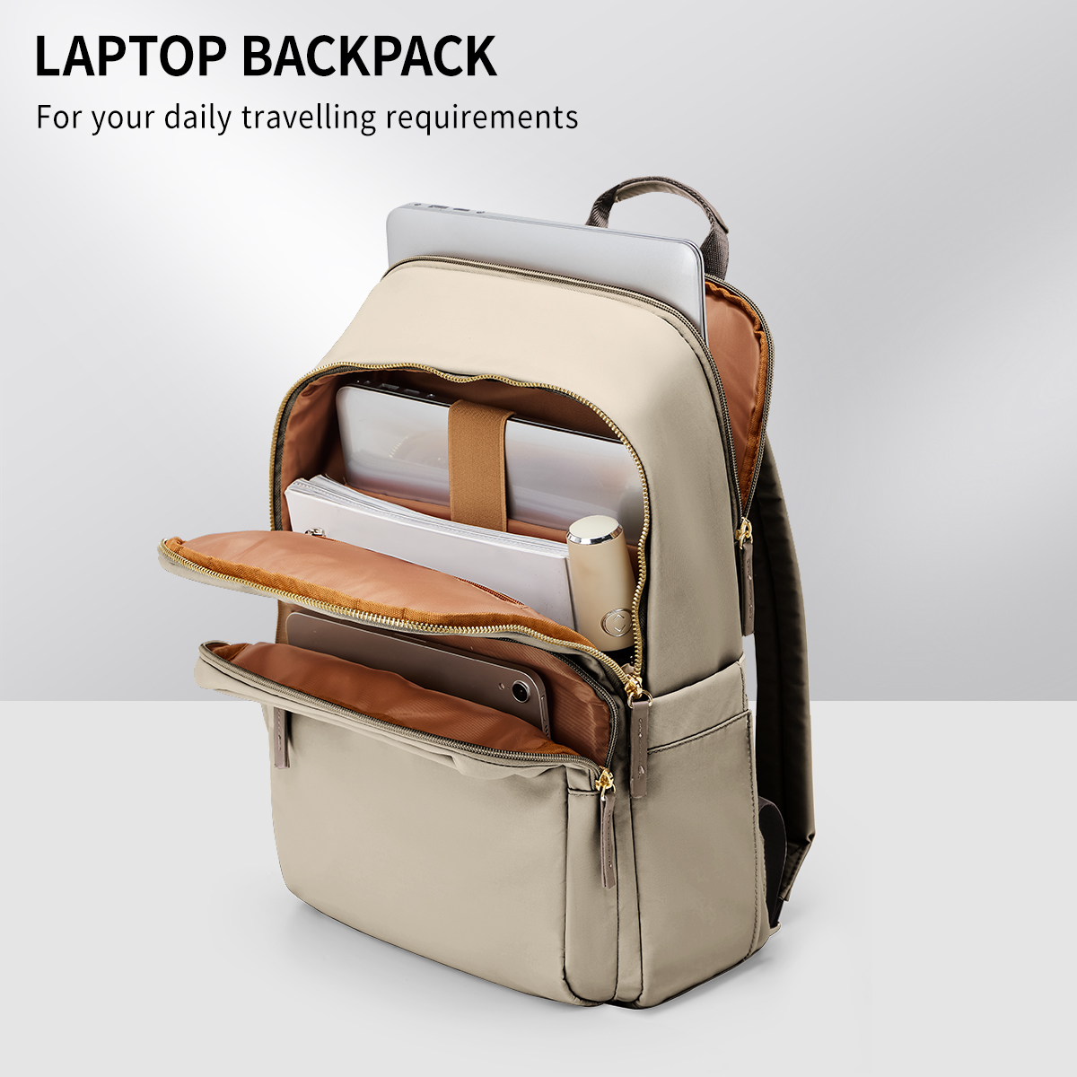 Mochila para ordenador portátil para mujer, se adapta a ordenador portátil de 14/15 pulgadas, mochila ligera impermeable a la para mochila de enfermera y profesora, mochila escolar para niña: Castaño