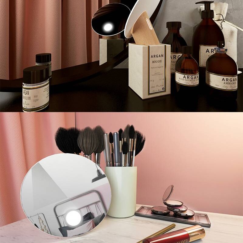 Exquisite Makeup Backlit Mirror Light Natural White LED Daylight Vanity Wooden Base Mirror Dimmable LED mirror Make up Assistant
