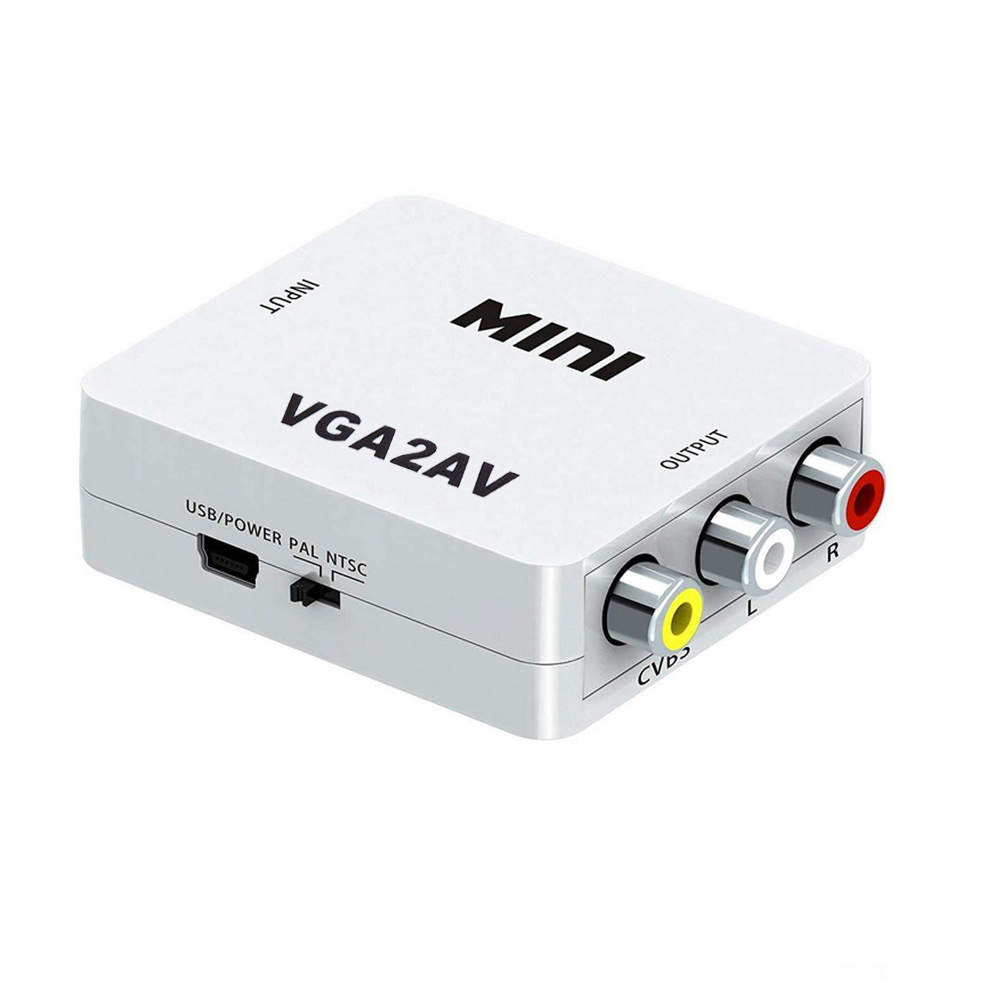 VGA to RCA Converter Adapter VGA to AV Converter 1080P HD Video VGA2AV Converter For PC Notebook TV HD