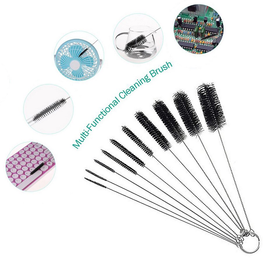 Brosse de nettoyage en acier inoxydable pour biberons, ensemble de 10 pièces, brosse de nettoyage multifonctionnelle pour biberons J0600