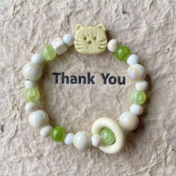 Pulsera de gato bonita hecha a mano para parejas, cuerda de mano única y para mujeres y hombres, pulsera tejida con cuentas, de joyería para la muñeca: Bronce antiguo plateado