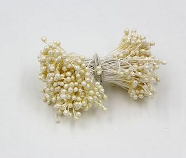 100 Stks/partij Kunstbloemen Meeldraden Parel Bloem Meeldraden Bloemen Meeldraden Voor Cake Mini Rose Bruiloft Decoratie Kunstbloemen: Beige