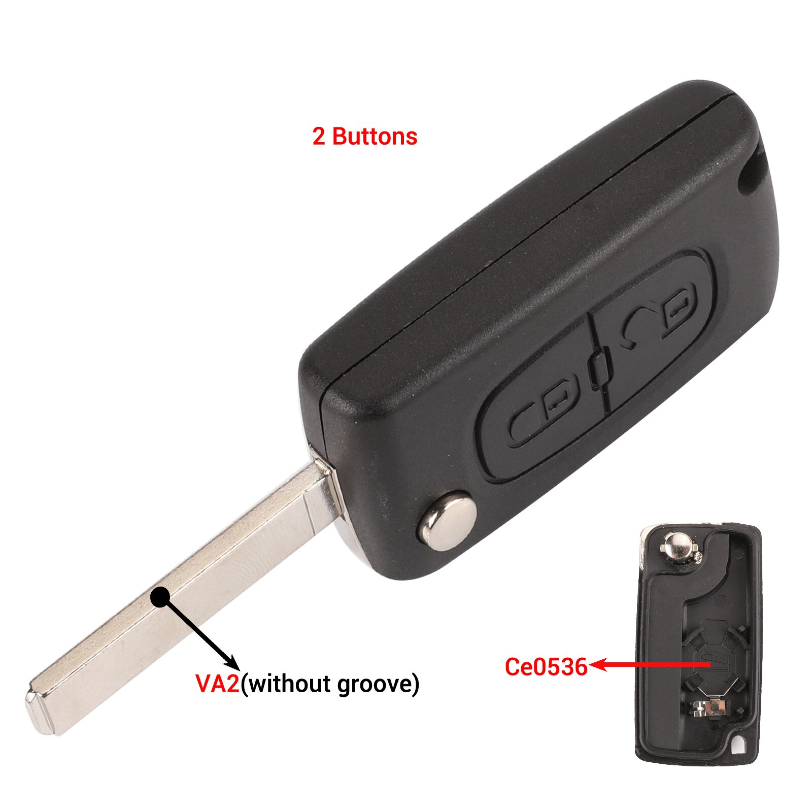 kutery 2/3 Button Flip Fob Car key Case Shell for Peugeot 207 307 308 407 607 807 Partner: 2B VA2 Ce0536