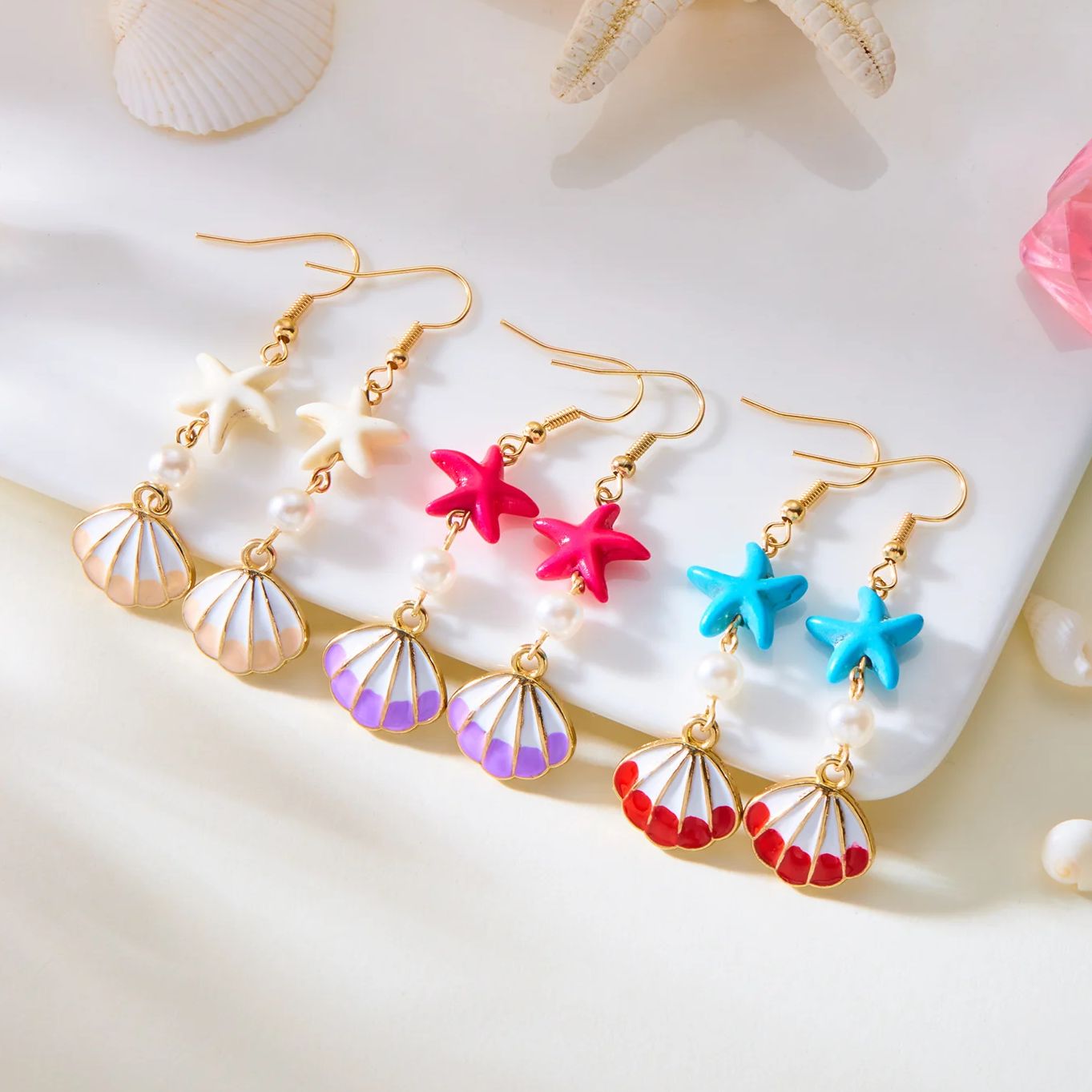 Prachtige handgemaakte schelp zeester hanger oorbellen voor vrouwen Bohemen kleurrijke schelp kwast oorbellen mode partij sieraden