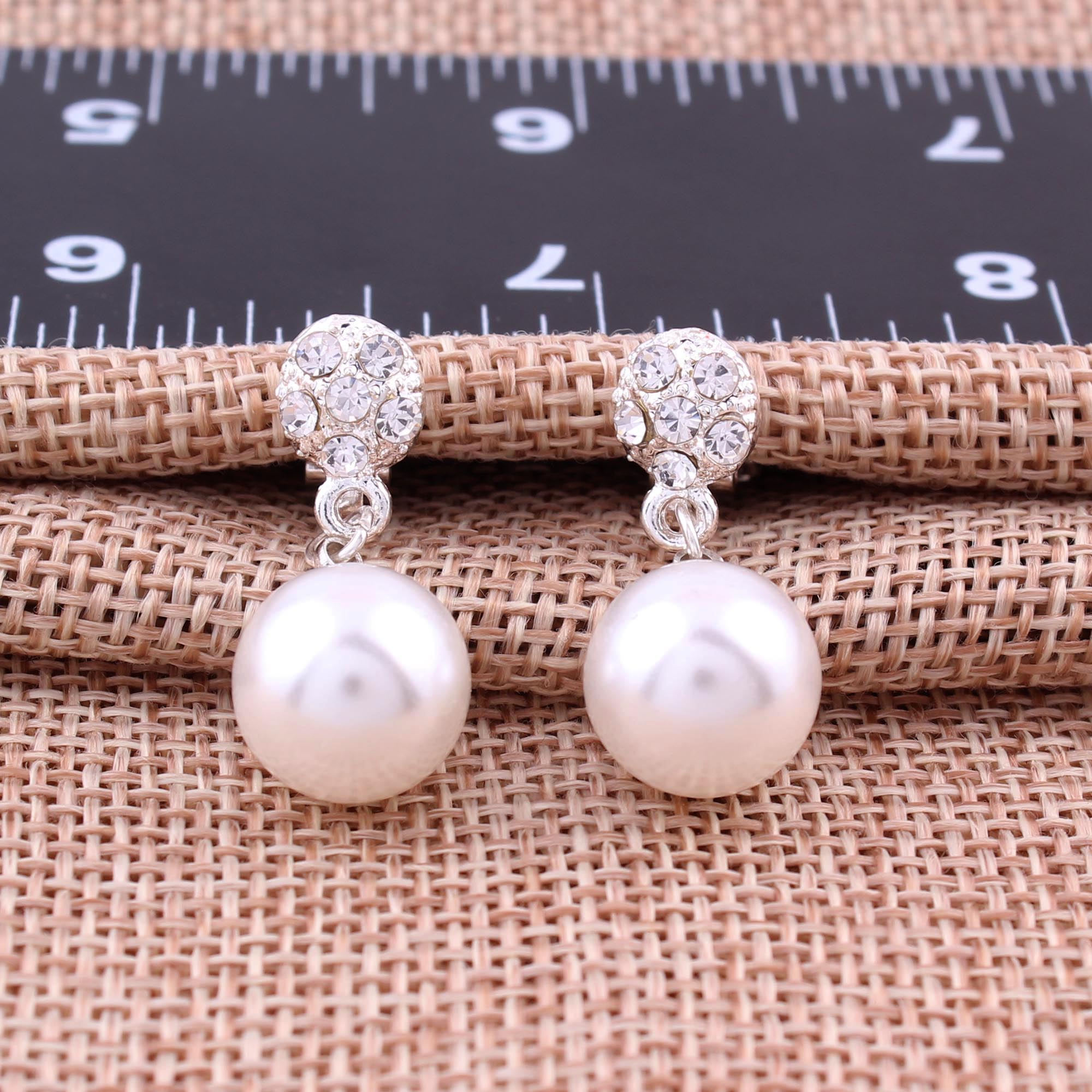 WENHQ Simulated Pearl Rhinestone Earrings Cute Clip on Earrings Non Piercing Earrings for Women No Hole Ear Clip
