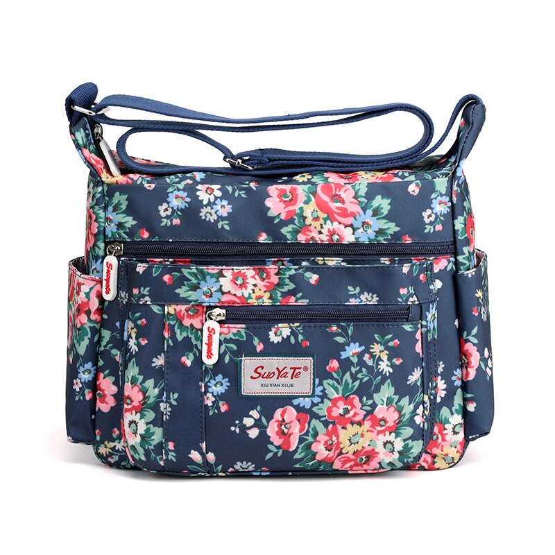 Nylon Bloemen Patroon Dames Schoudertas Multifunctionele Vrouwen Handtassen Reistas Sac Femme: Color-2