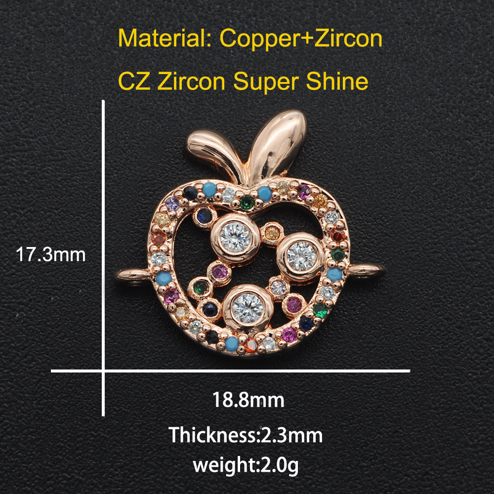 Diy Ananas CZ Charms Cactus Ketting Hanger Zirkoon Apple Connector Voor Sieraden Zonnebloem Maken: Black Gun Plated