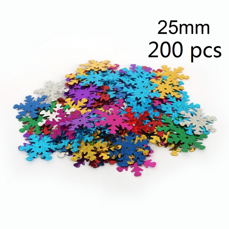 200 stks 25mm sneeuwvlok losse pailletten paillette naaien voor bruiloft decoratie diy plakboek craft kleding decor button: Default Title