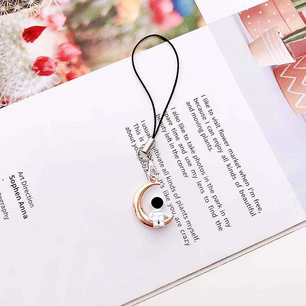 Cute Astronaut Star Moon Smart Phone Strap Lanyards for iPhone/Samsung Case Keys Chain Mobile Phone Strap Rope Phone Charms: 2