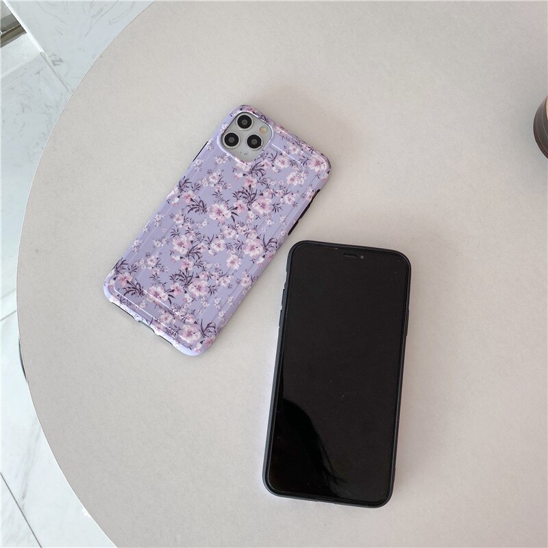 Purple lavender floral cases For iphone 11 Pro Max Paper clip soft IMD Phone Case for iphone 7 8 plus X XR XS MAX cover