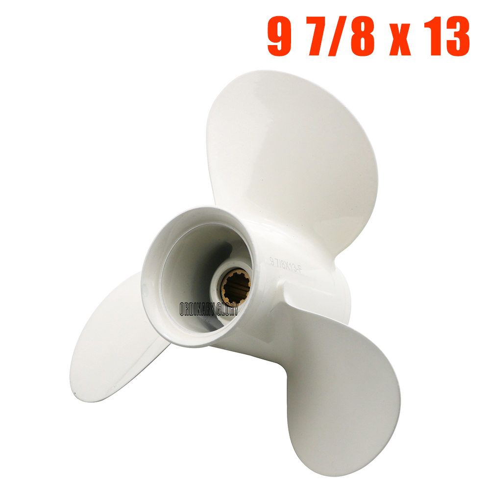 9 7/8X13 Marine Boot Buitenboordmotor Propeller Voor Yamaha 20-30HP 664-45949-02-EL Aluminium Wit 3 Blades 10 Spline Tand