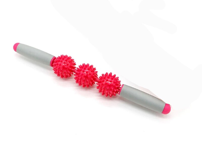 Body Massage Sticks Muscle Roller 5 Spiked Balls Trigger Portable Fitness Leg Arm Muscle Physical Therapy Relieve Yoga Roller: B Pink