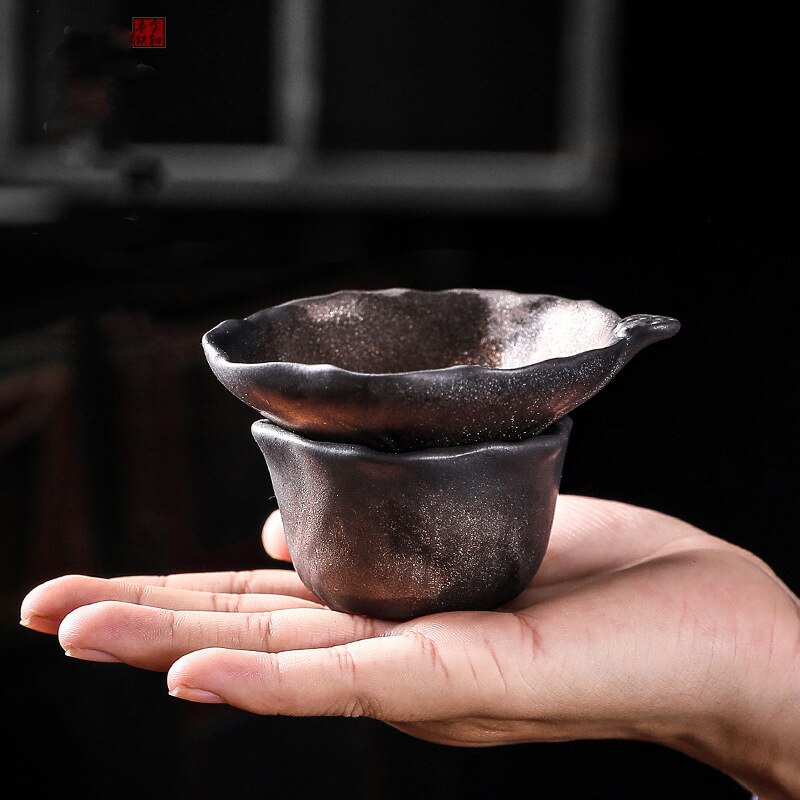 Infusor de té de hoja de loto de hierro dorado, colador de cerámica, accesorios de té Zen verde, herramientas, tamiz de filtro para fabricante de té