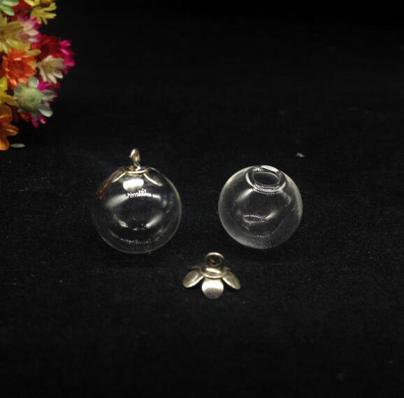 5 14mm esferas de cristal con cuentas mixtas, accesorios para tapa, dijes, colgantes para frascos de cristal, tapas de cristal, frascos, collares: Tapa plateada de 5 pétalos