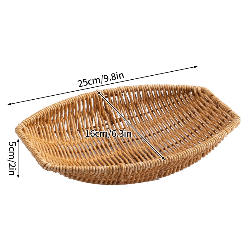 Rattan frugtbrød snacks opbevaringsbakke kaffebar opbevaringskurv nordisk desktop kosmetik diverse organizer køkken opbevaringskasser: Brun