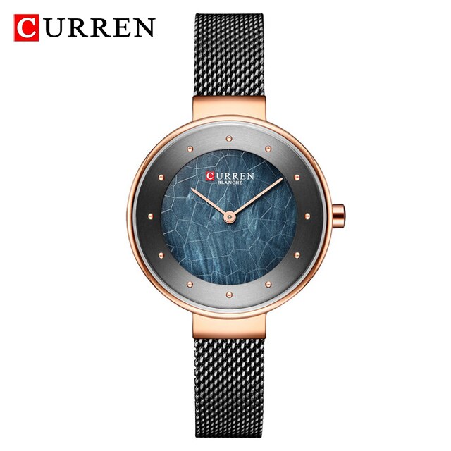 CURREN Luxe Dames Horloges Waterdicht Roestvrij Staal vrouwen Quartz Horloge Voor Vrouwen Genève Polshorloge Relogio Feminino: Rose Gold Black