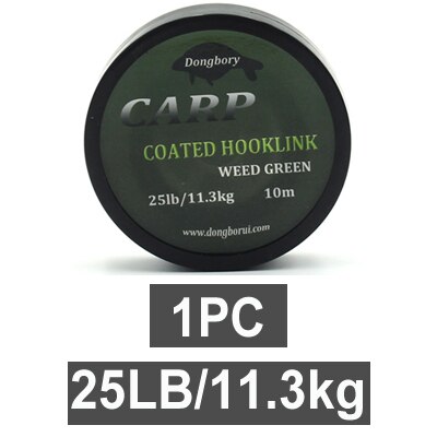 10M Carp Fishing Line Coated Hook Link Hair Rig Hooklink Rigging Line Quick Sinking Carp Coated Wire Carp Tackle Line 15/25 35LB: 1PC-25LB
