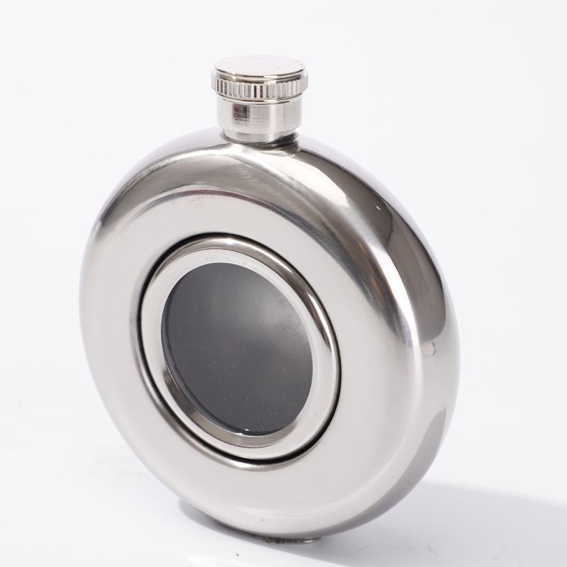 5 oz Ronde Roestvrij Whisky Vodka Heupfles Gouden of Zilveren Kleur Rusland Kolf Met Glazen Venster