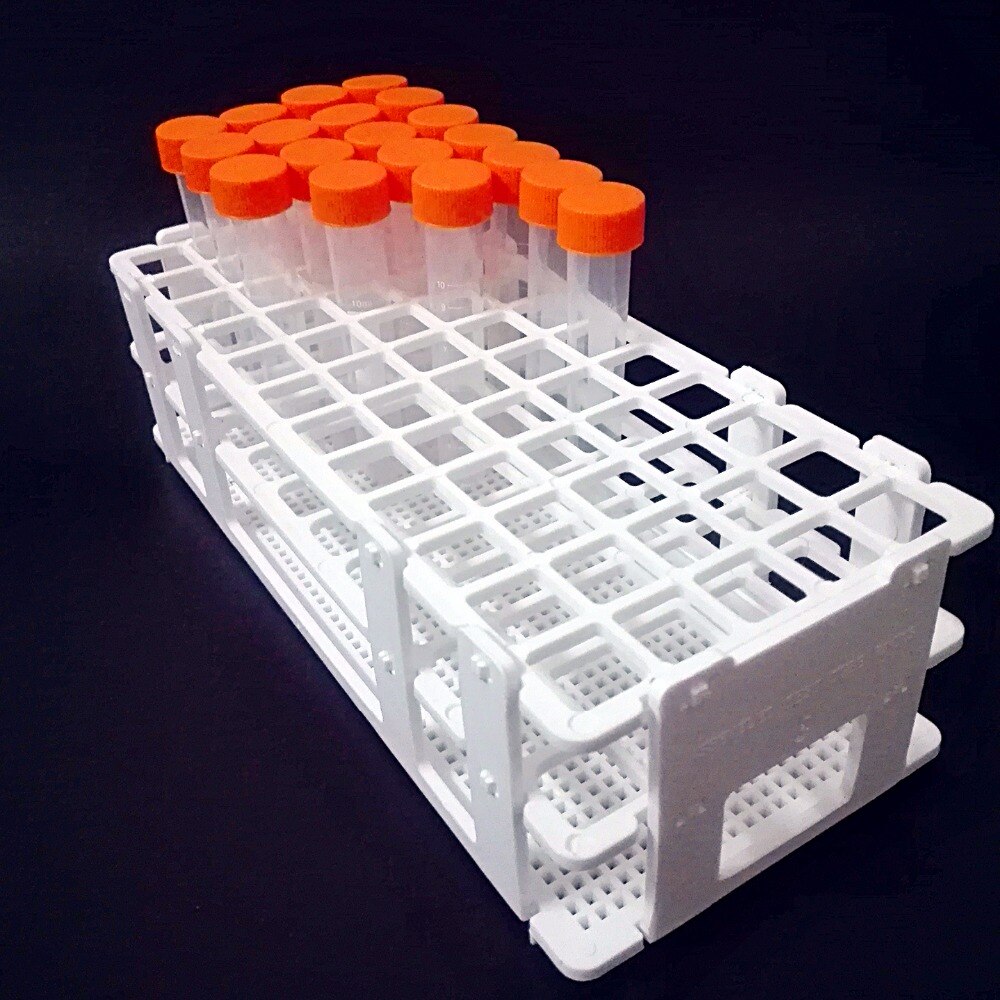 Karter Scientific 60 Tube Set – 16x150mm Plastic Test Tubes With Assorted Caps & White Rack
