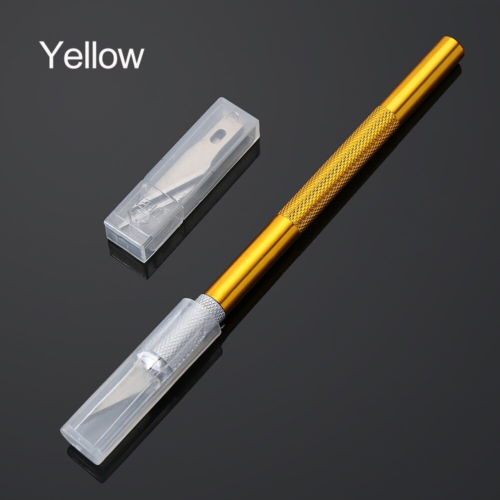 1Pcs Metal Handle Non-Slip Blade Knife Multicolor Scalpel Cutter Engrave Carving Pastry Cutting Model Making Pastry Tools: yellow