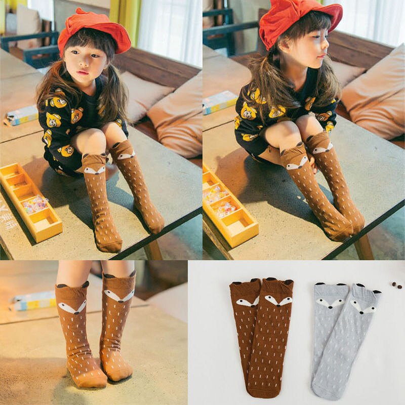 Kids Baby Meisjes Panty Dier Vos Polka Dot Zachte Katoenen Warme Gebreide Panty Anti-Slip Herfst Winter Floor Kous been Warmer