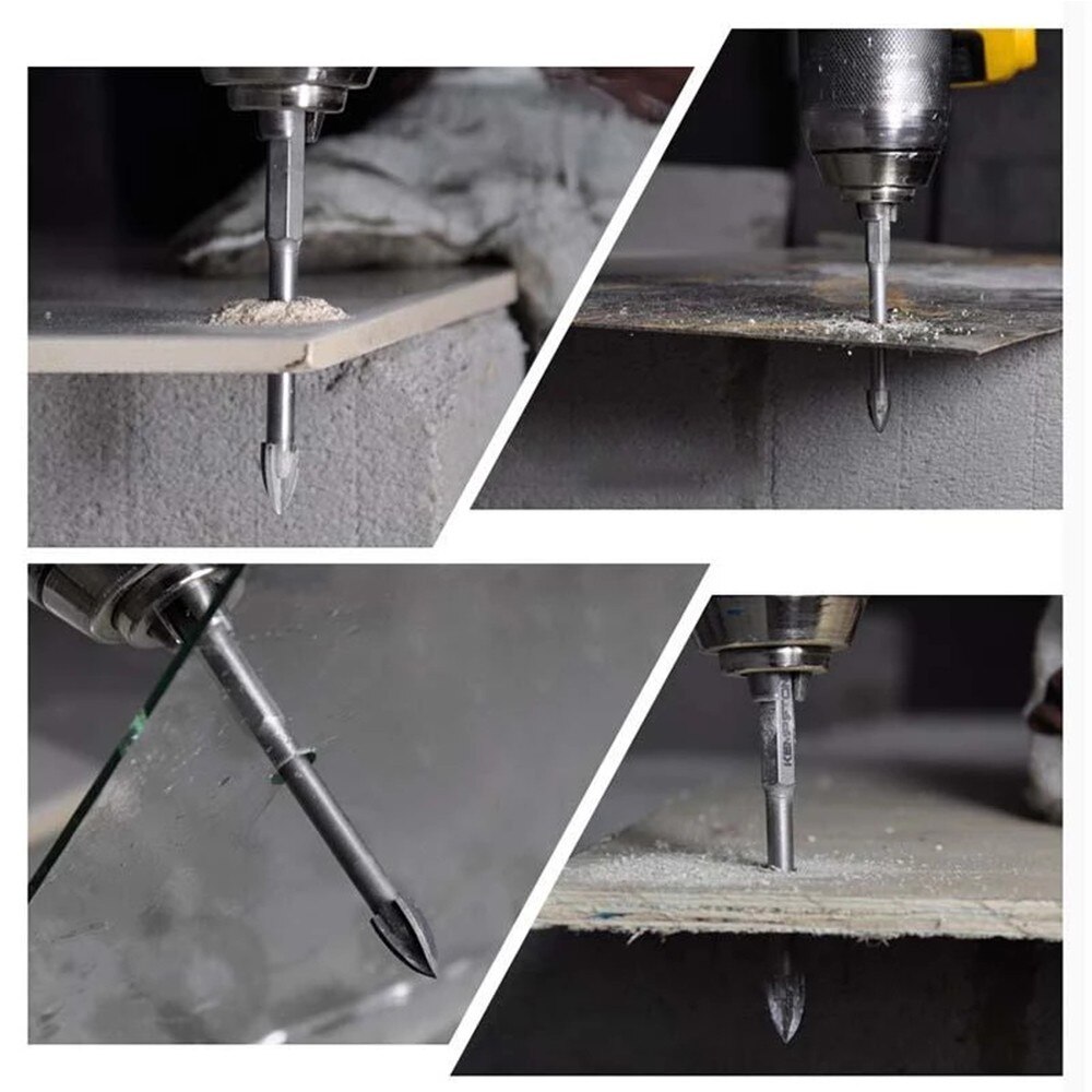 Brocas cruzadas de carburo de tungsteno, punta de 6mm para vidrio, azulejo de cerámica, taladro eléctrico, accesorios de herramientas eléctricas, 10 piezas