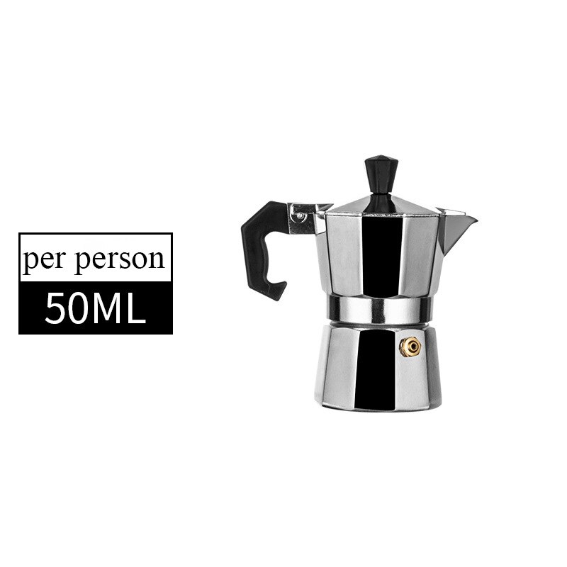 50-600Ml Aluminium Mokka Koffie Pot Snelle Kookplaat Koffie Brouwer Klassieke Achthoekige Vorm Keuken Accessoires Koffie Gebruiksvoorwerpen: 50ml