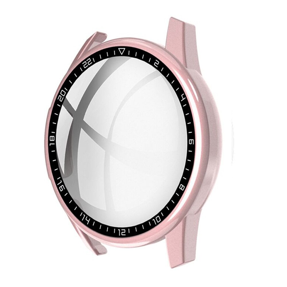 Herdet glass deksel for huawei watch  gt 2 46mm stk urskive skala beskyttende etui skjermbeskytter klokke skall smartklokke tilbehør: En rosa