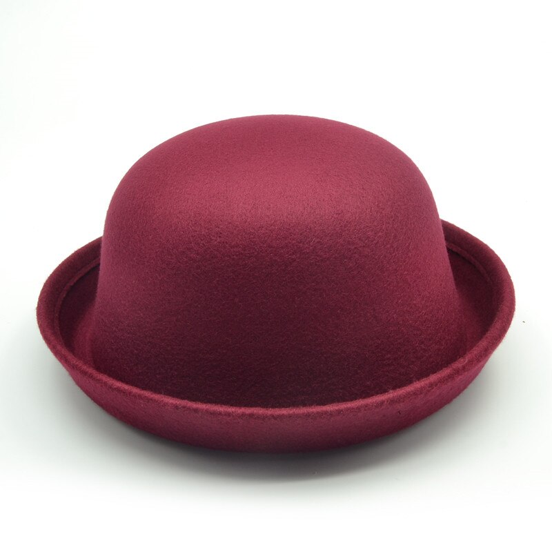 Little girls fedora hat Dome cap Children dress hats Kids caps felt hats wool felting Bowler caps: Auburn