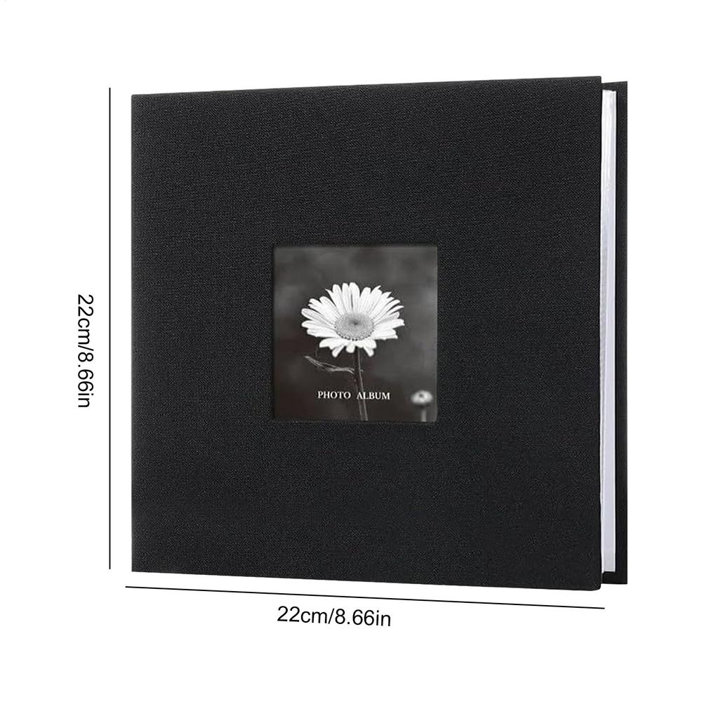 album na zdjęcia 200 kieszeni album na zdjęcia Książka Lniana oprawa w twardej oprawie album o dużej pojemności z przednim okienkiem dla rodziny ślubnej: czarny