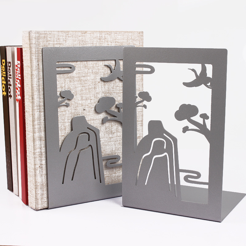 Uitgeholde metalen boekensteunen Zandloperontwerp Metalen boekensteunen voor thuiskantoor Decoratieve boekenstoppers Boekenhouders: Clear