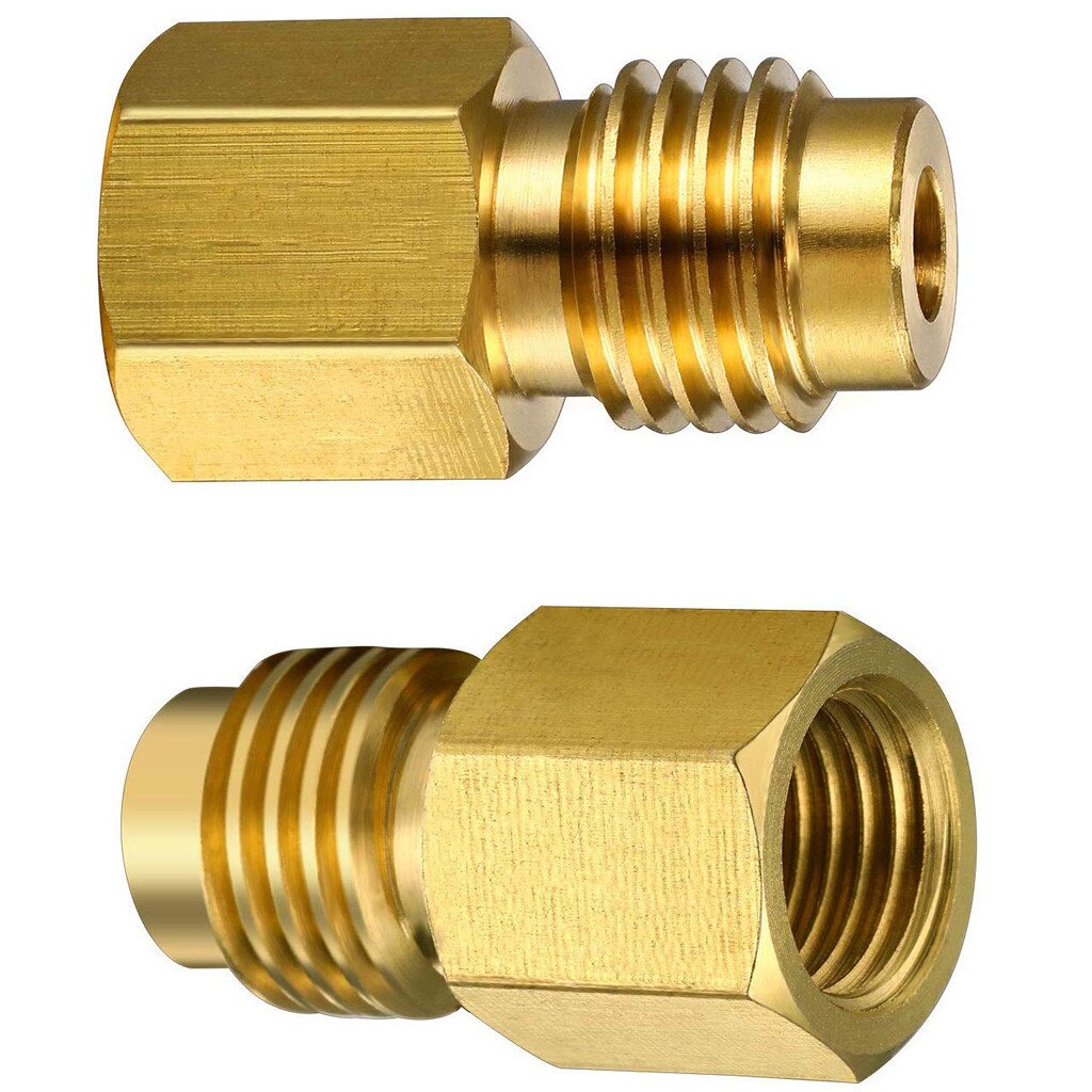 2pcs R134a Brass Refrigerant Tank Adapter To R12 Fitting Adapter 1/2 Female Ac.me 1/4 Male Flare X 1/2 Female Acme#P35