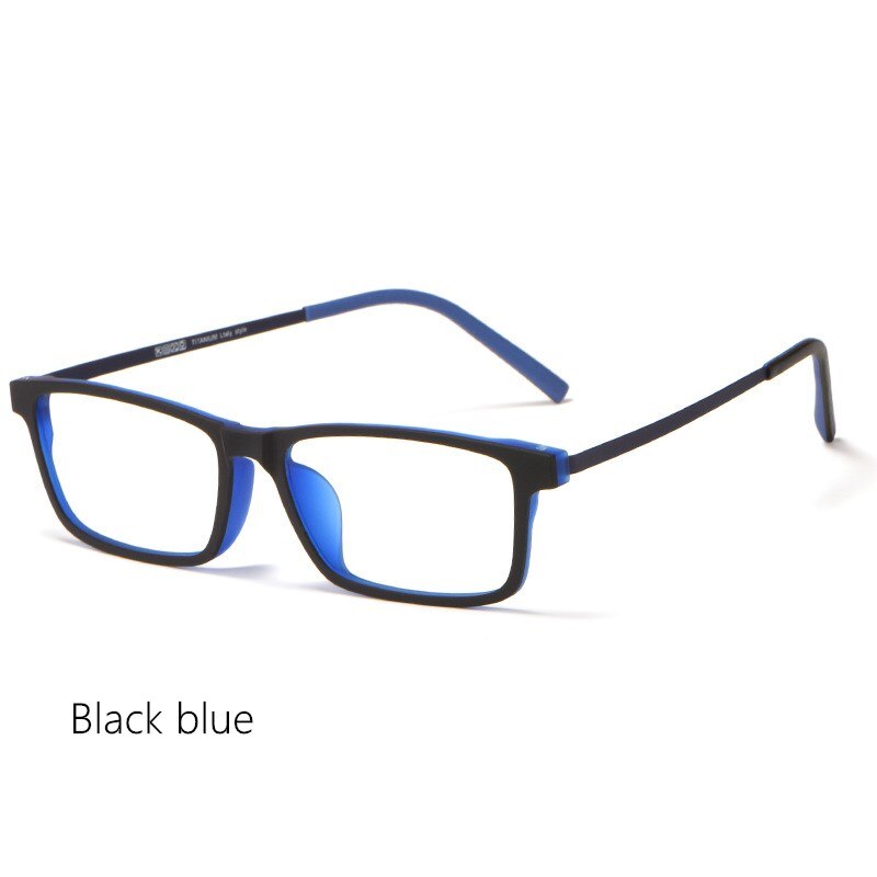 Lunettes en titane pur pour hommes, monture TR90 ultralégère, myopie, hypermétropie, grande monture, 8836x: Black Blue