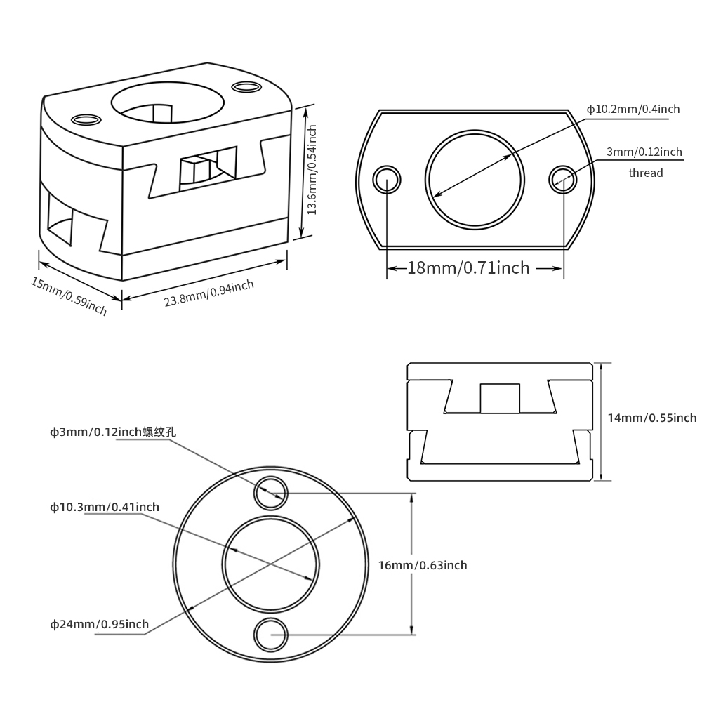 Ender 3 Z-as schroefkoppelingen Oldham-koppeling voor CR10 S4 S5 CR10S PRO Ender3 Pro V2 3S BLV 18/16 mm T8-schroef 3D-printeronderdelen