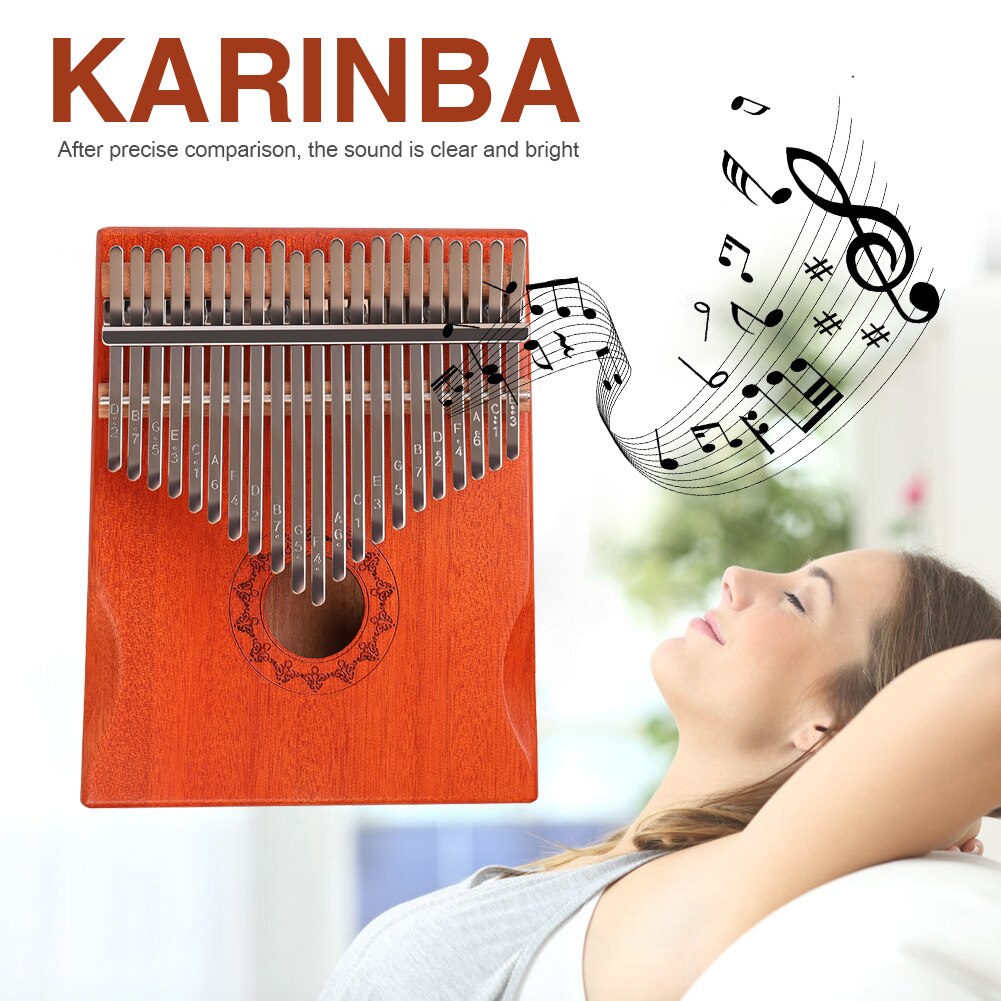 21 Keys Kalimba Musical Instrument Lightweight Portable Mahogany Wood Thumb Finger Piano Music Elements for Beginner