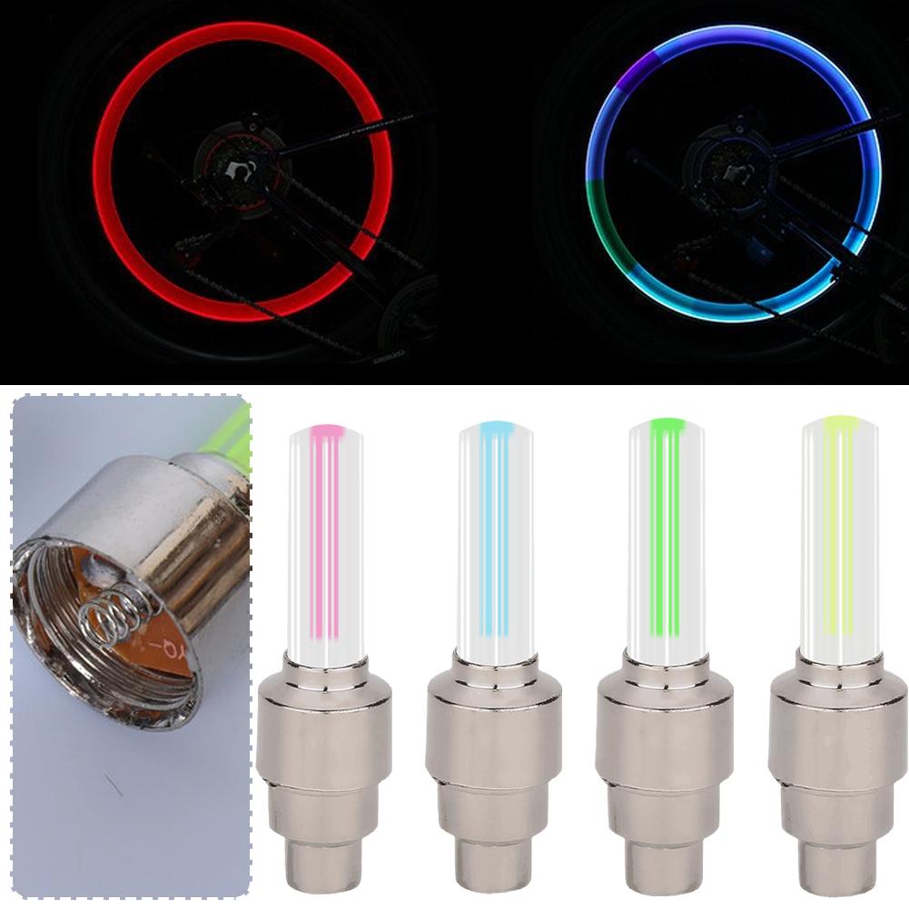 2 pièces néon vélo rayons lumières vélo lumière LED pneu Valve bouchon lampe de poche roue rayon léger voiture moto accessoires