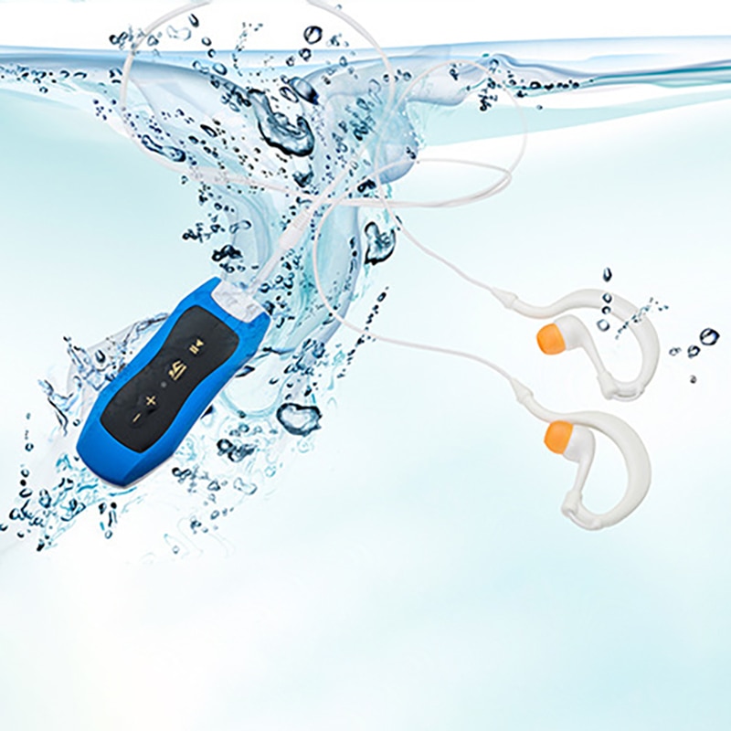 IPX8 reproductor de Mp3 para natación a prueba de agua, auriculares para reproductor de música con función Shuffle con auriculares para nadar Radio FM 4G 8G al aire libre