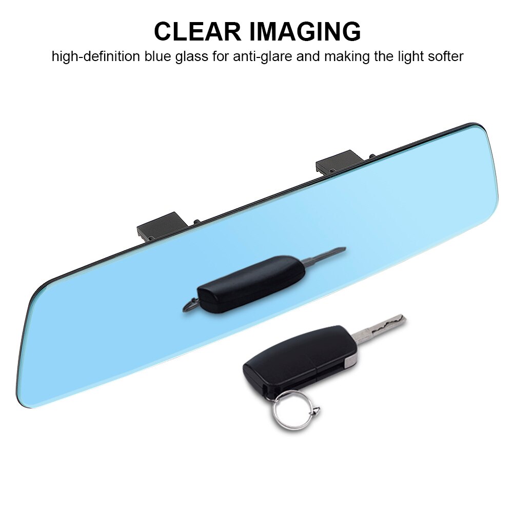 Car Interior Rear View Mirror Anti-glare Wide-angle 2.5D Full Screen HD Glass 3000R Micro Curvature Lens Blue Frameless Mirror