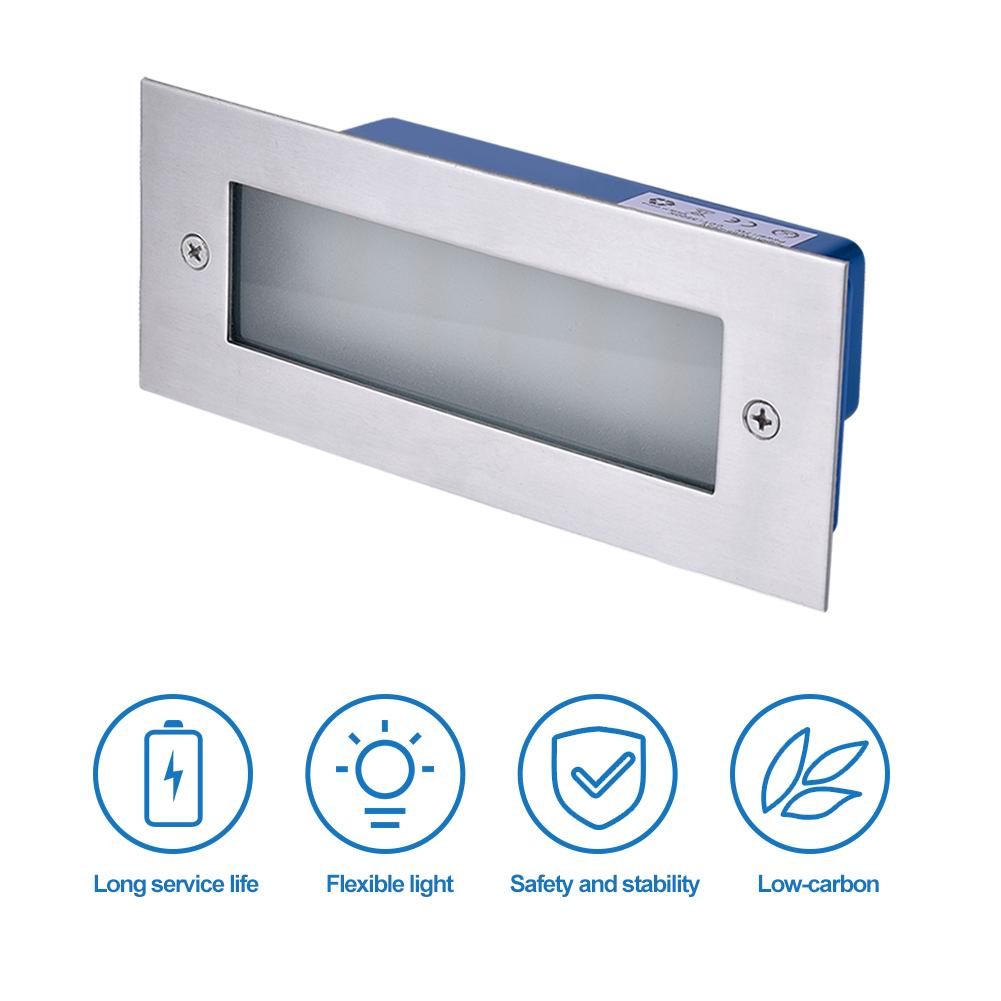 LED Stainless Steel Mini Brick Light Outdoor Garden Recessed Step Wall Lights UK: 3000K