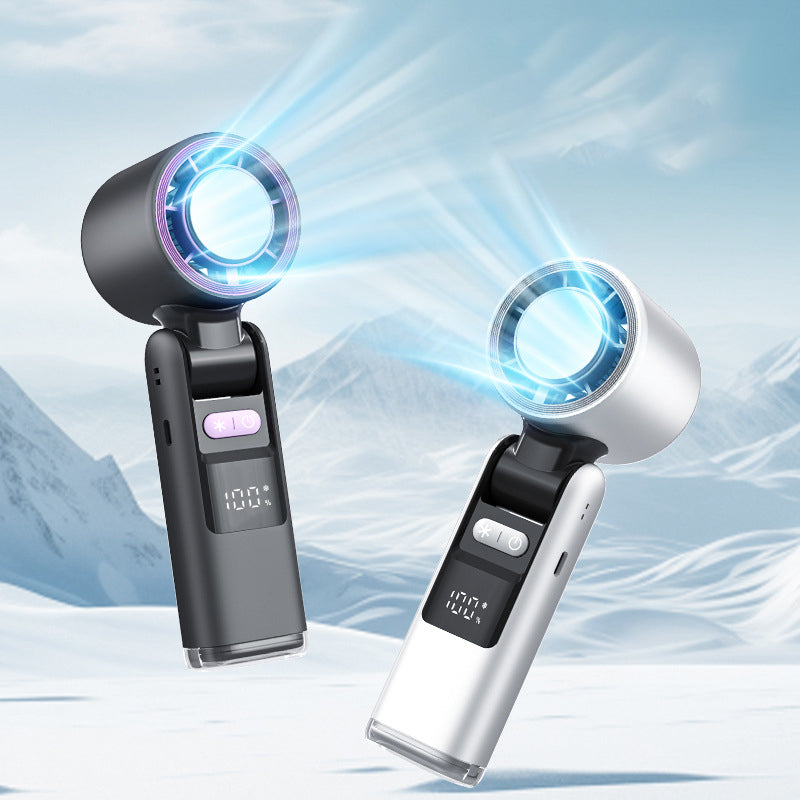 Ventilateur électrique à affichage numérique, ventilateur de refroidissement de glace d'été, vitesse du vent réglable, pliable, suspendu au cou, petit ventilateur Turbo, Rechargeable par USB
