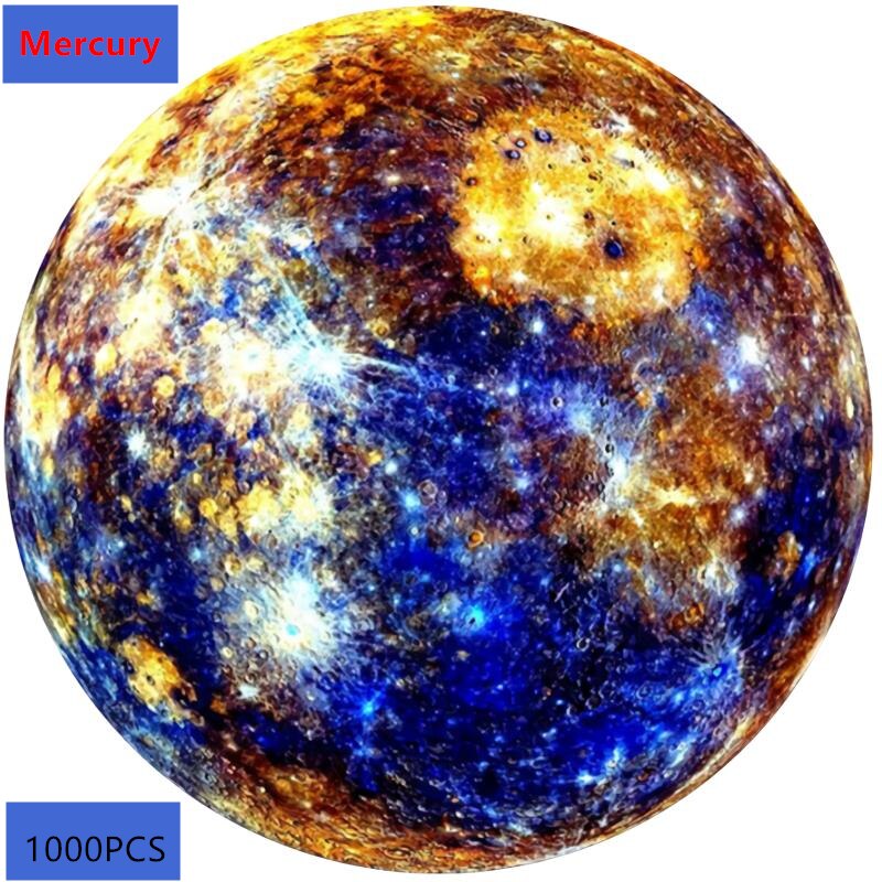 1000 Piece Jigsaw Puzzle Star Space Rainbow Round Puzzle Moon Earth Flat Puzzle Adult Kids Adult DIY Educational Children's Toy: Mercury