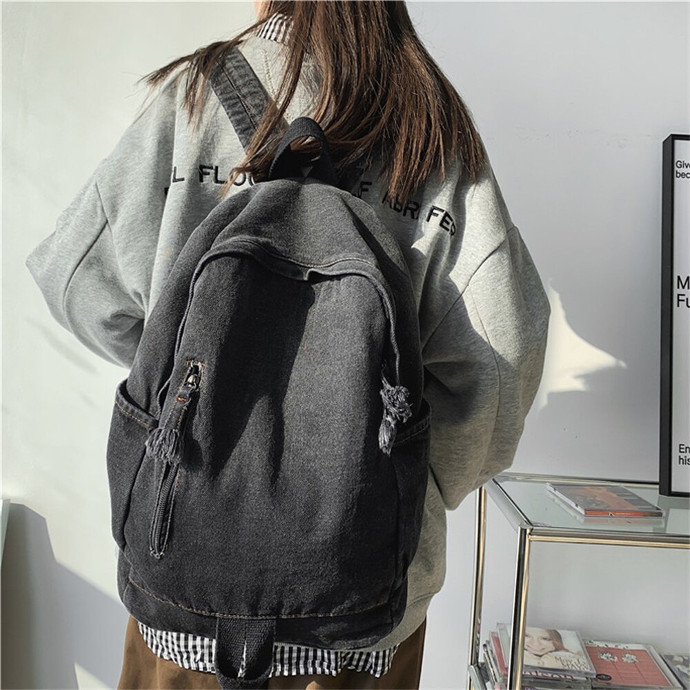 Panelled Designer New Style Ladies Backpack 2022 High Quality Denim Women Student School Bags Fashion Women's Bag Bolsa Feminina