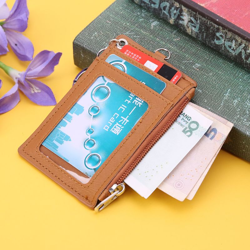 Porte-carte d'identité en cuir Portable, porte-Badge de crédit, porte-monnaie, portefeuille, porte-clés