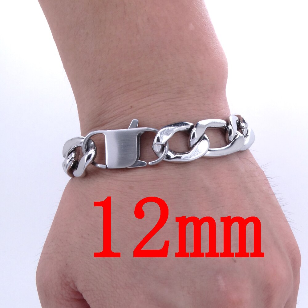 Masculine Bracelet Figaro Chain 100% Stainless Steel Bracelet 6mm 8mm 12mm Width 8" Inches Silver Color Jewelry for Men Women